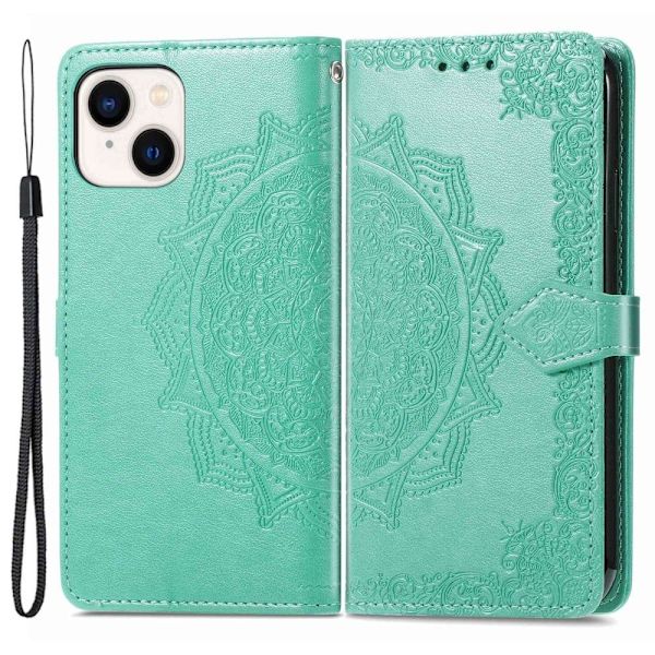 Mandala iPhone 14 Plus Flippetui - Grønn Green