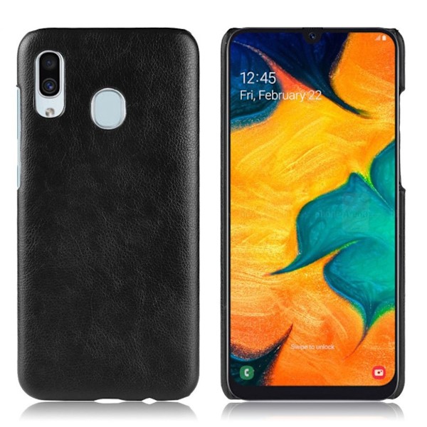 Samsung Galaxy A20e litchi belagt cover - sort Black