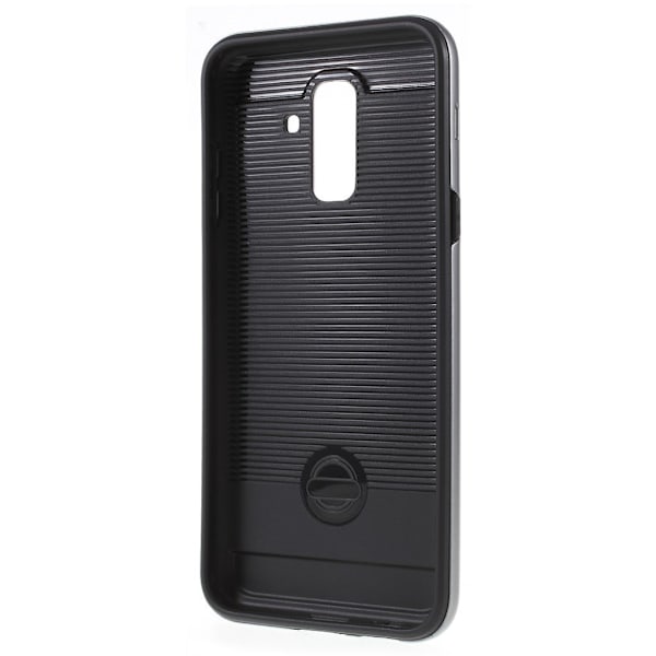 Samsung Galaxy A6+ (2018) mobilskal plast och TPU material borstad textur - Grå Silvergrå