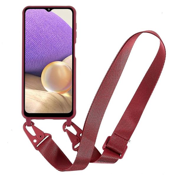 Tyndt TPU-etui med mat finish og justerbar strop til Samsung Galaxy M32 5G / A32 5G - Rød Red