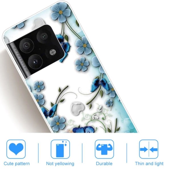 Deco OnePlus 10 Pro Etui - Sommerfugle og Blomster Blue