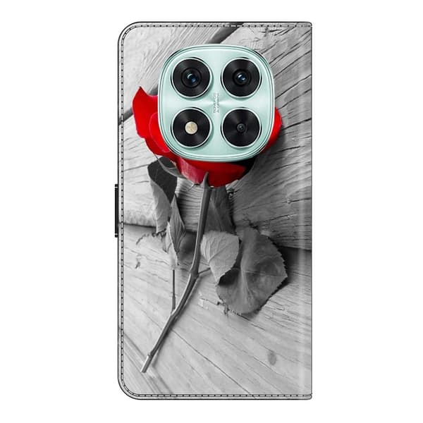 Xiaomi Redmi Note 14 Pro 5G Etui med magnetisk lås 3D-mønster Læderpung Telefoncover - Rose Red