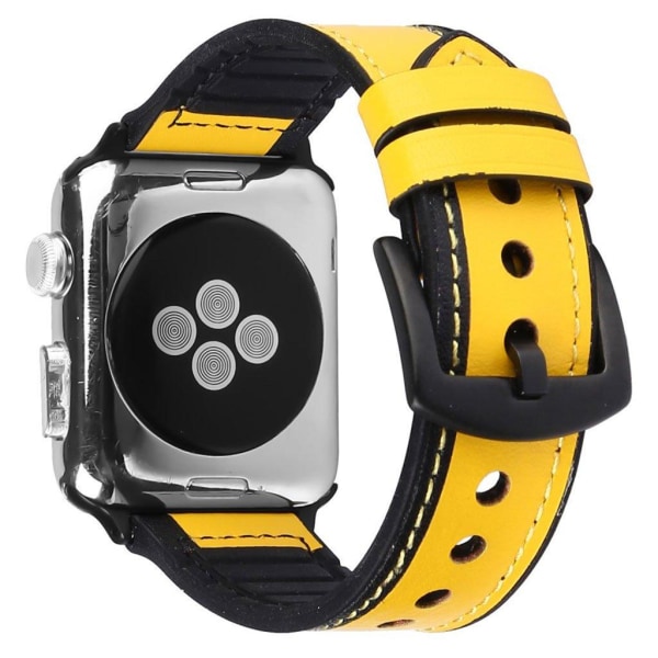 Apple Watch Series 5 40mm ægte læder silikone Urrem - Gul Yellow