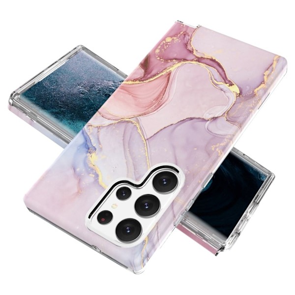 Marble Samsung Galaxy S23 Ultra Etui - Lyserød Pink