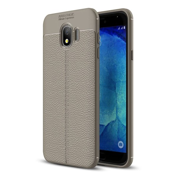 Samsung Galaxy J4 (2018) skal med mjuk litchi textur - Grå Silvergrå