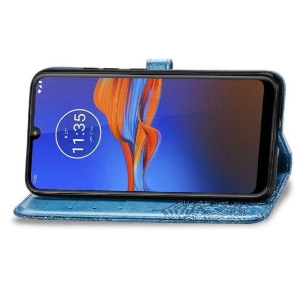 Mandala Motorola Moto E6 Plus Flip kotelot - Sininen Blue