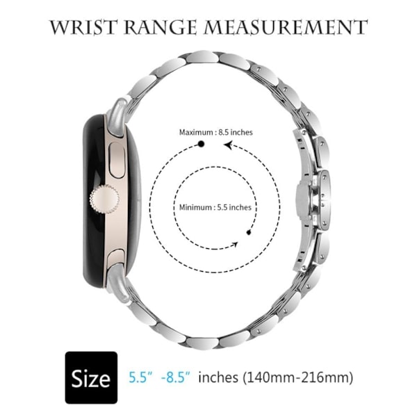 7 pärlor klockarmband i rostfritt stål för Google Pixel Watch - Silver / Guld Guld