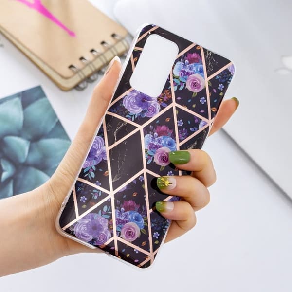 Marble Samsung Galaxy A72 5G Etui - Elegant Blomster i Former Purple