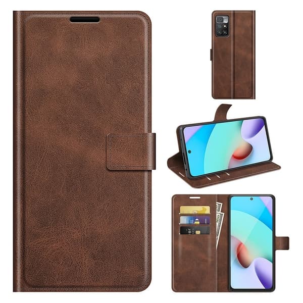 Wallet-style Lær Etui til Xiaomi Redmi 10 Prime / Redmi 10 - Brun Brown