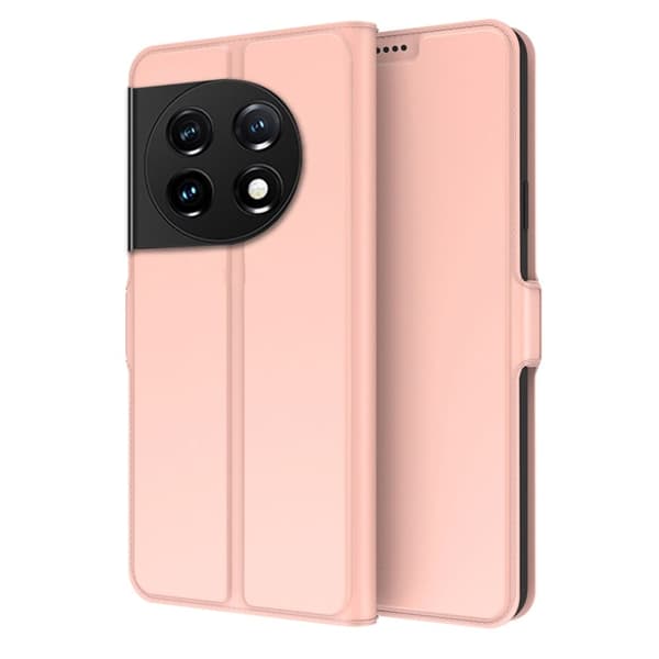 Glatt og tynt premium PU-skinnetui for OnePlus 11 - Rose Gull Pink