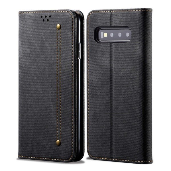 Jeans Samsung Galaxy S10 Flip kotelot - Musta Black