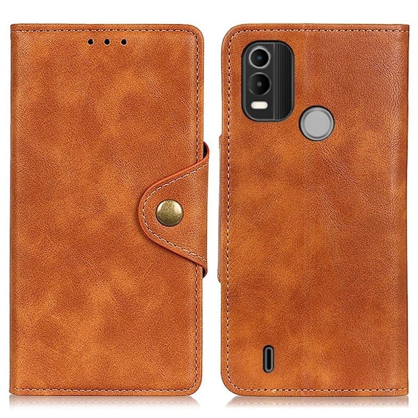 Alpha Nokia C21 Plus nahkainen läppäkotelo - Ruskea Brown