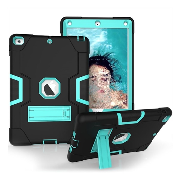 iPad (2017) bi-farve silikone hybrid etui - Mint Grøn / Sort Green