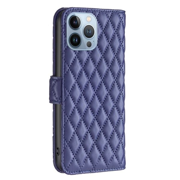Rhombus mat iPhone 13 Pro flip etui - Blå Blue