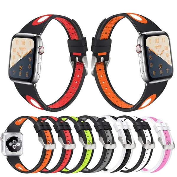 Apple Watch (45 mm) klockarmband i tvåfärgad silikon - Vit / Rosa Rosa