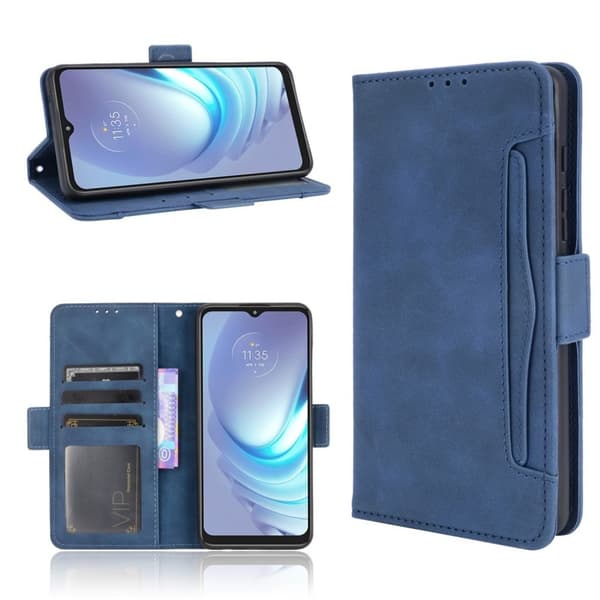 Modern-styled Læder Pung Etui til Motorola Moto G50 - Blå Blue
