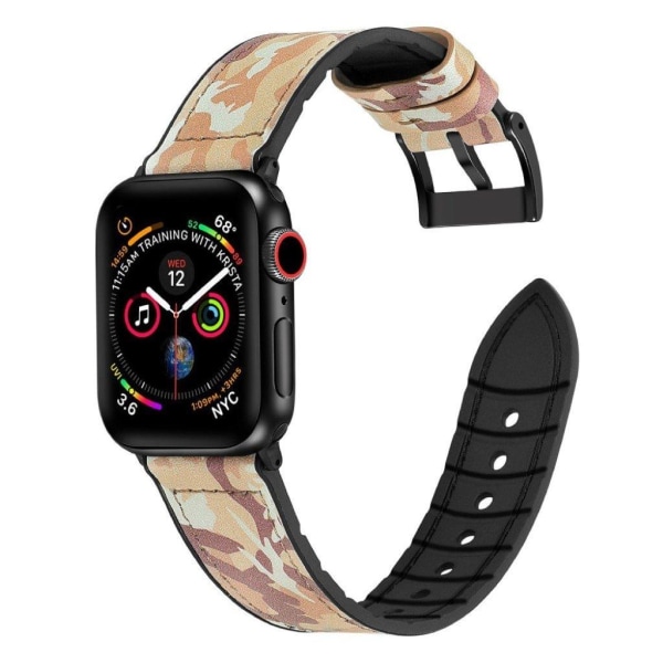 Apple Watch Series 6 / 5 44mm silikone + læderbelagt urrem - Cam Brown