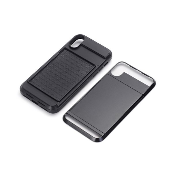 Glidende kortholder til iPhone X TPU etui - Sort Black