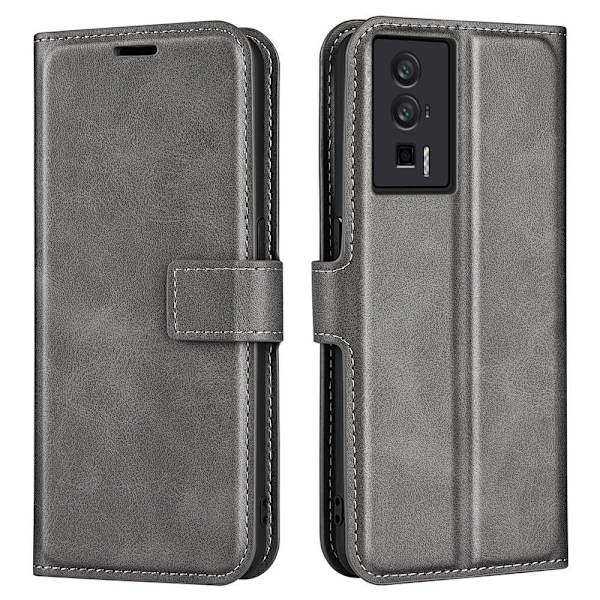 Hållbart konstläder Xiaomi Redmi K60 / Xiaomi Redmi K60 Pro fodral med plånbok - Silver/Grå Silvergrå