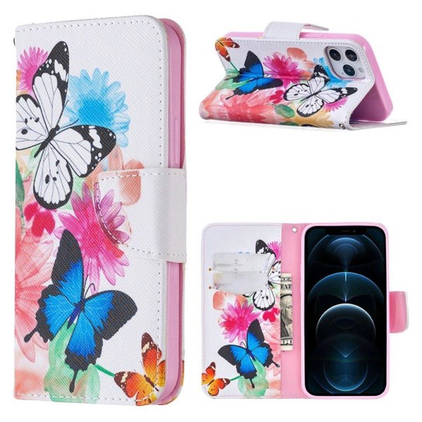 Wonderland iPhone 12 Pro / iPhone 12 flip etui - Sommerfugle Multicolor