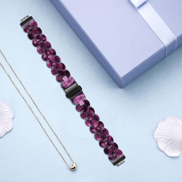 Fitbit Inspire 3 ovalt armband i rostfritt stål i resin-stil - Lila Lila