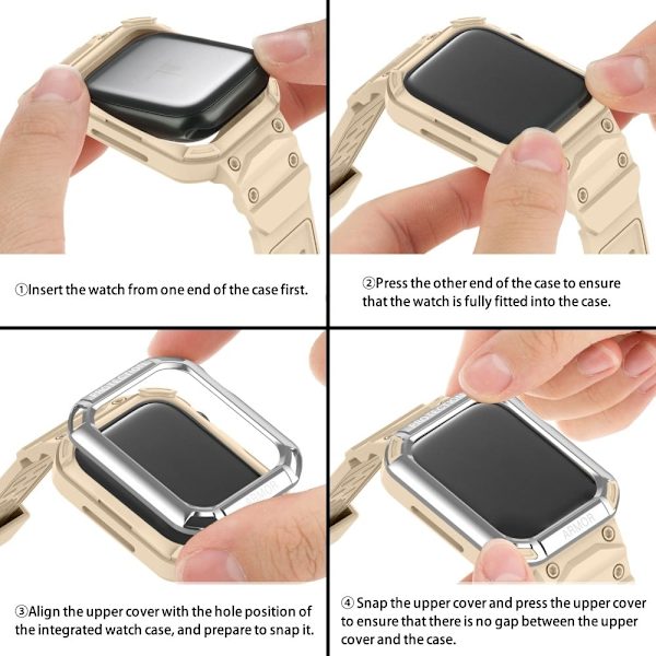 Apple Watch Series 8 (45 mm) rem med deksel - Sølv / Beige Silver grey