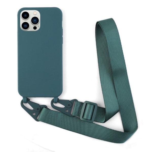 Thin TPU case with a matte finish and adjustable strap for iPhon Green
