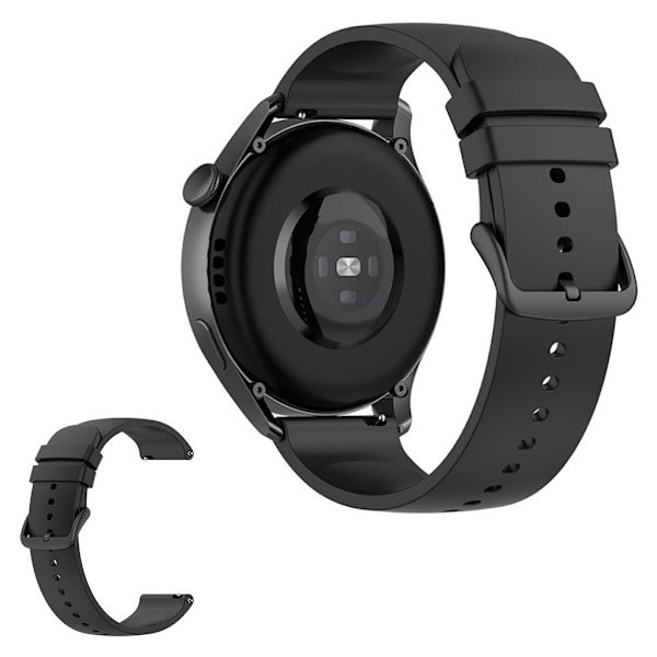 22 mm universellt enkelt klockarmband - Svart Svart