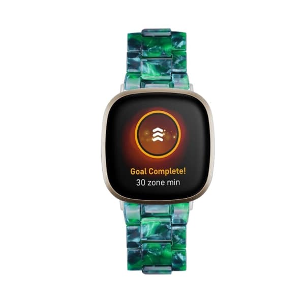 Fitbit Sense 2 / Versa 4 harpiksrem med metallspenne - Matt Svartgrønn Green
