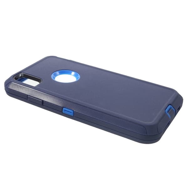 iPhone Xs Max heavy duty kickstand hybrid case - Babyblå / Mørkeblå Blue