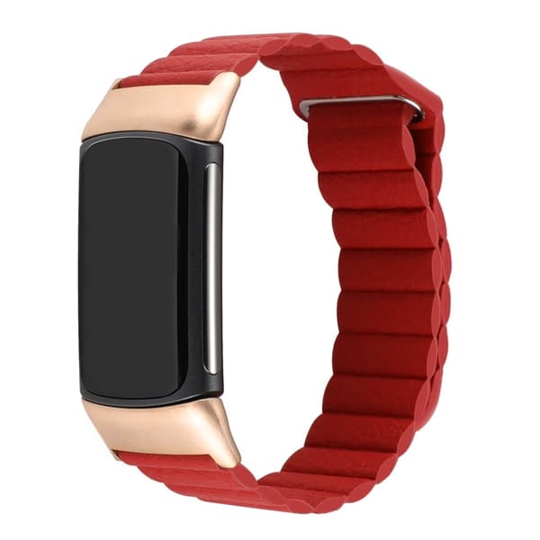 Fitbit Charge 5 urrem i ægte læder - Rød Red