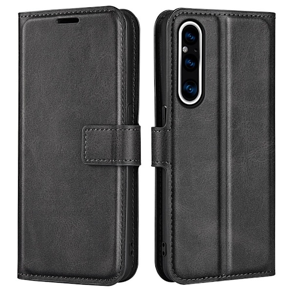 Lompakko Nahkakotelo For Sony Xperia 1 V - Musta Black