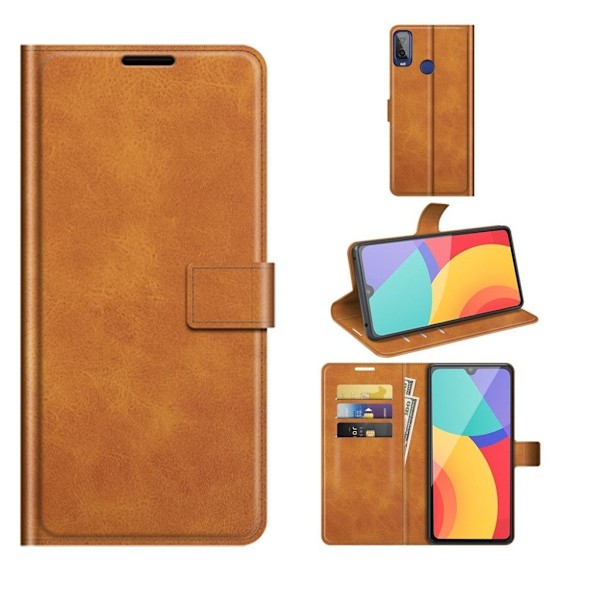 Hållbart konstläder Alcatel 1L (2021) fodral med plånbok - Orange Orange