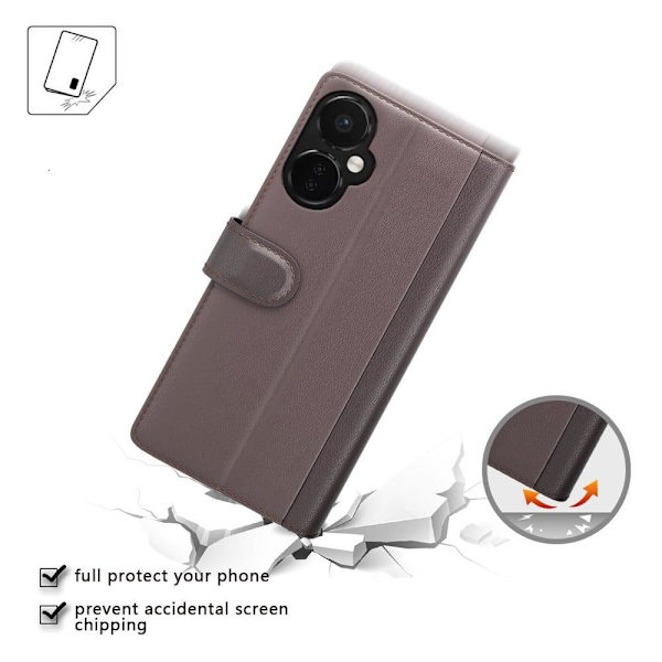 Äkta läder OnePlus Nord CE 3 fodral med korthållare Brun