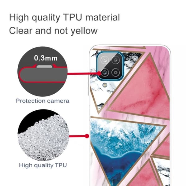 Marble Samsung Galaxy M62 / F62 Etui - Hvid / Blå / Rose Triangle Multicolor