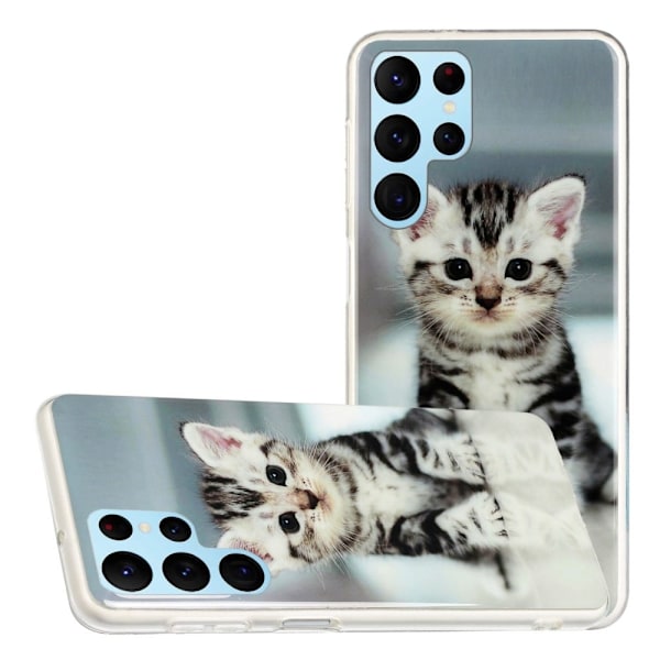 Deco Samsung Galaxy S22 Ultra skal - Söt Katt Silvergrå