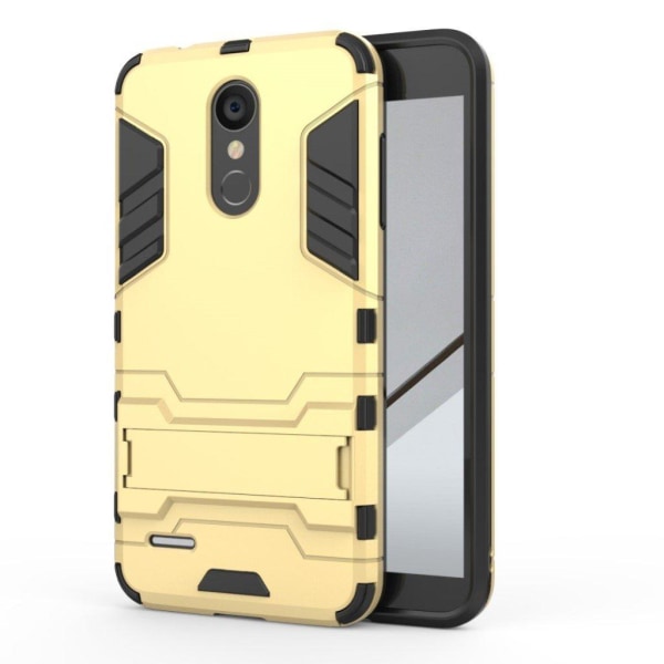 LG K8 (2018) beskyttelsesetui i kombimaterialer med stødafvisend Gold