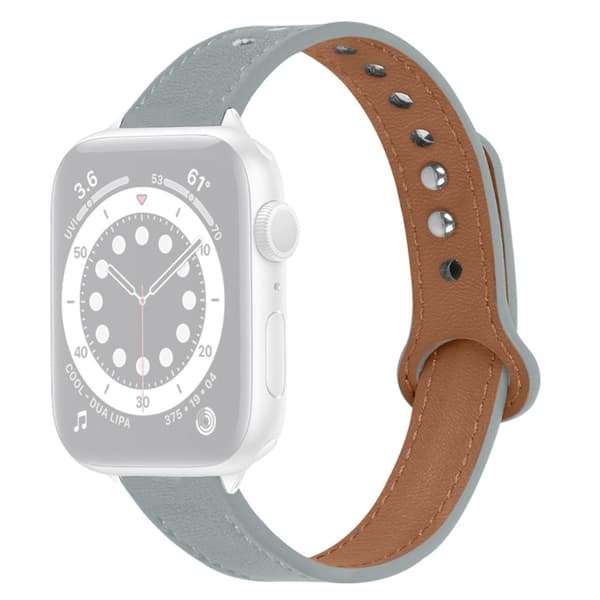 Apple Watch Series 8 (45mm) / Watch Ultra top layer cowhide ægte læder urrem - Grå Silver grey