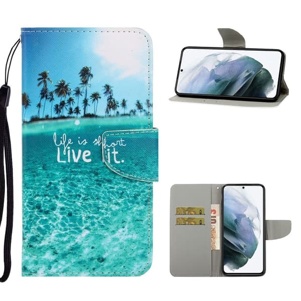 Wonderland Samsung Galaxy S21 FE Flippetui - Life Is Short Live It Blue