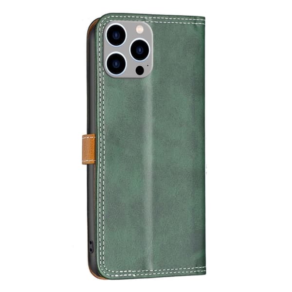 BINFEN kaksivärinen nahkakotelo iPhone 14 Pro Max - Vihreä Green