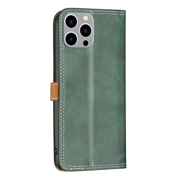 BINFEN tofarget læretui for iPhone 14 Pro Max - Grønn Green