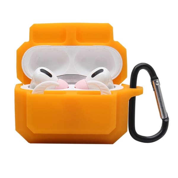 3-i-1 AirPods Pro silikonfodral med öronpropp + karbinhake - Orange Orange