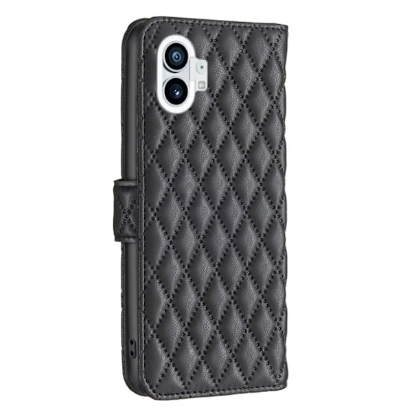 Rhombus mat Nothing Phone (1) flip etui - Sort Black