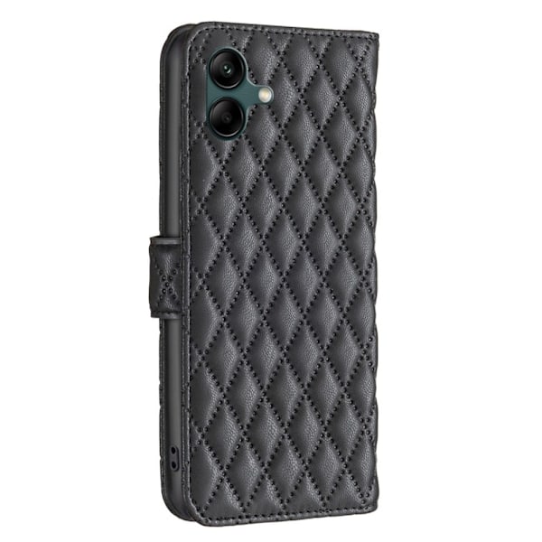 Rhombus mat Samsung Galaxy A04 flip etui - Sort Black