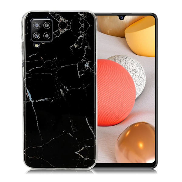 Marble design Samsung Galaxy A42 5G kotelot - Musta Black