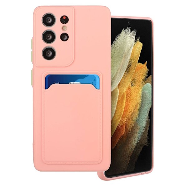 Card Holder Suojakuori For Samsung Galaxy S21 Ultra - Pinkki Pink