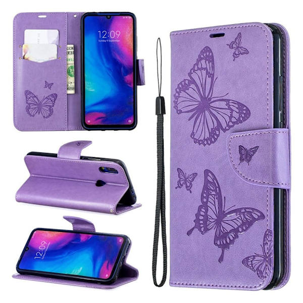Butterfly Xiaomi Redmi Note 7 / Note 7 Pro / Note 7S etui – Lilla Purple