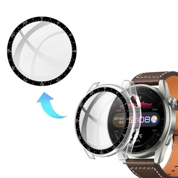 Huawei Watch 3 Pro kellotaulun tyylikansi + karkaistu lasi - Läpinäkyvä Transparent