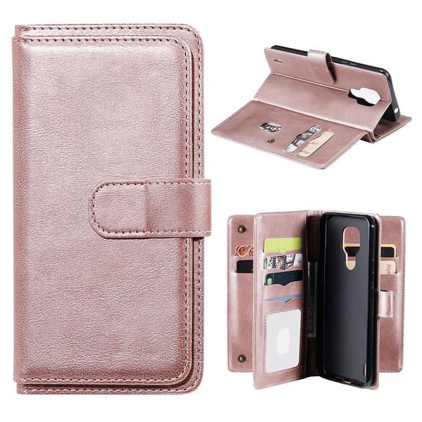 10-slot Lommebok Etui til Motorola Moto E7 - Rosa Pink
