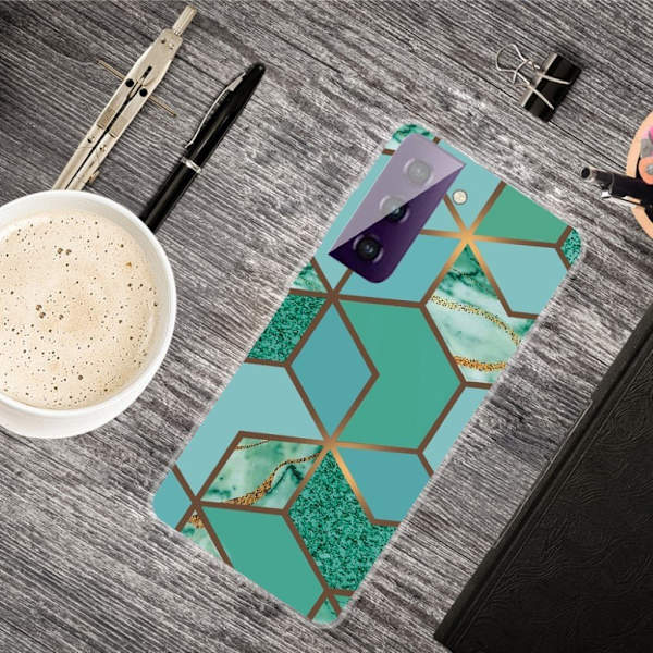 marmor Samsung Galaxy S21 etui - Teal marmor Tile Green